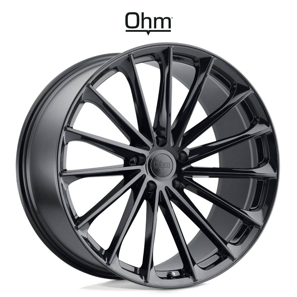 テスラ モデル３ (TESLA Model 3)用 OHM プロトン 17x6.5J グロスブラック ホイール４本セット OHM Proton OMPTN 17X6.5 5X105 G-BLK 45MM (送料無料)