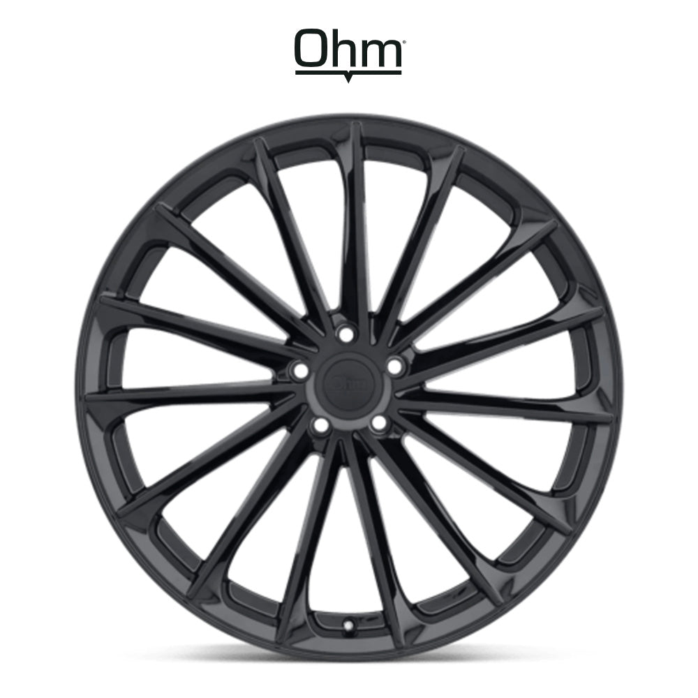 テスラ モデル３ (TESLA Model 3)用 OHM プロトン 17x6.5J グロスブラック ホイール４本セット OHM Proton OMPTN 17X6.5 5X105 G-BLK 45MM (送料無料)