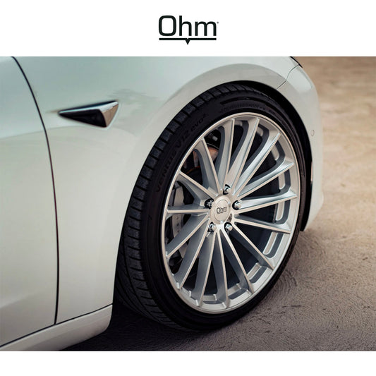 テスラ モデル３ (TESLA Model 3)用 OHM プロトン 17x6.5J シルバーミラーフェイス ホイール４本セット OHM Proton OMPTN 17X6.5 5X105 SLV MIR-FC 45MM (送料無料)
