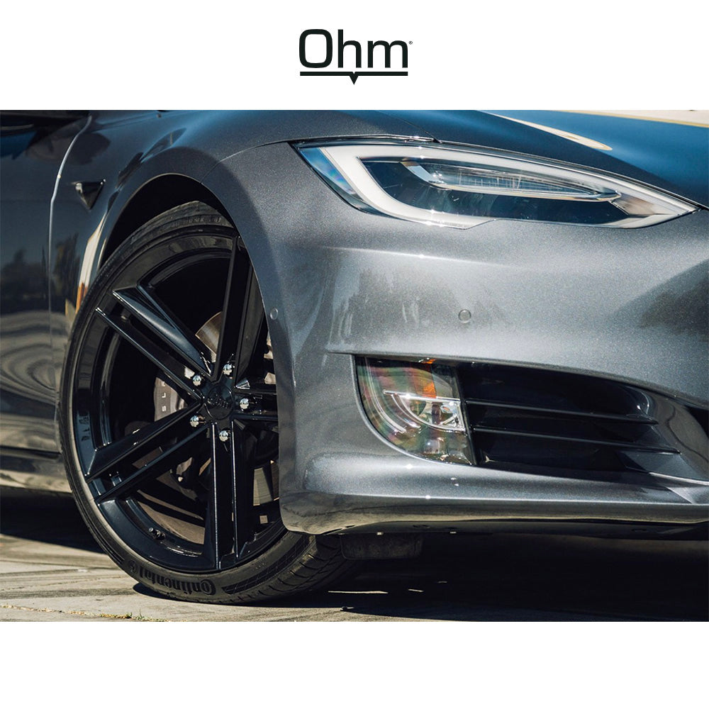 テスラ モデル３ (TESLA Model 3)用 OHM ライトニング 18x8.5J グロスブラック ホイール４本セット OHM Lightning OMLTG 18X8.5 5X120 G-BLK 30MM (送料無料)