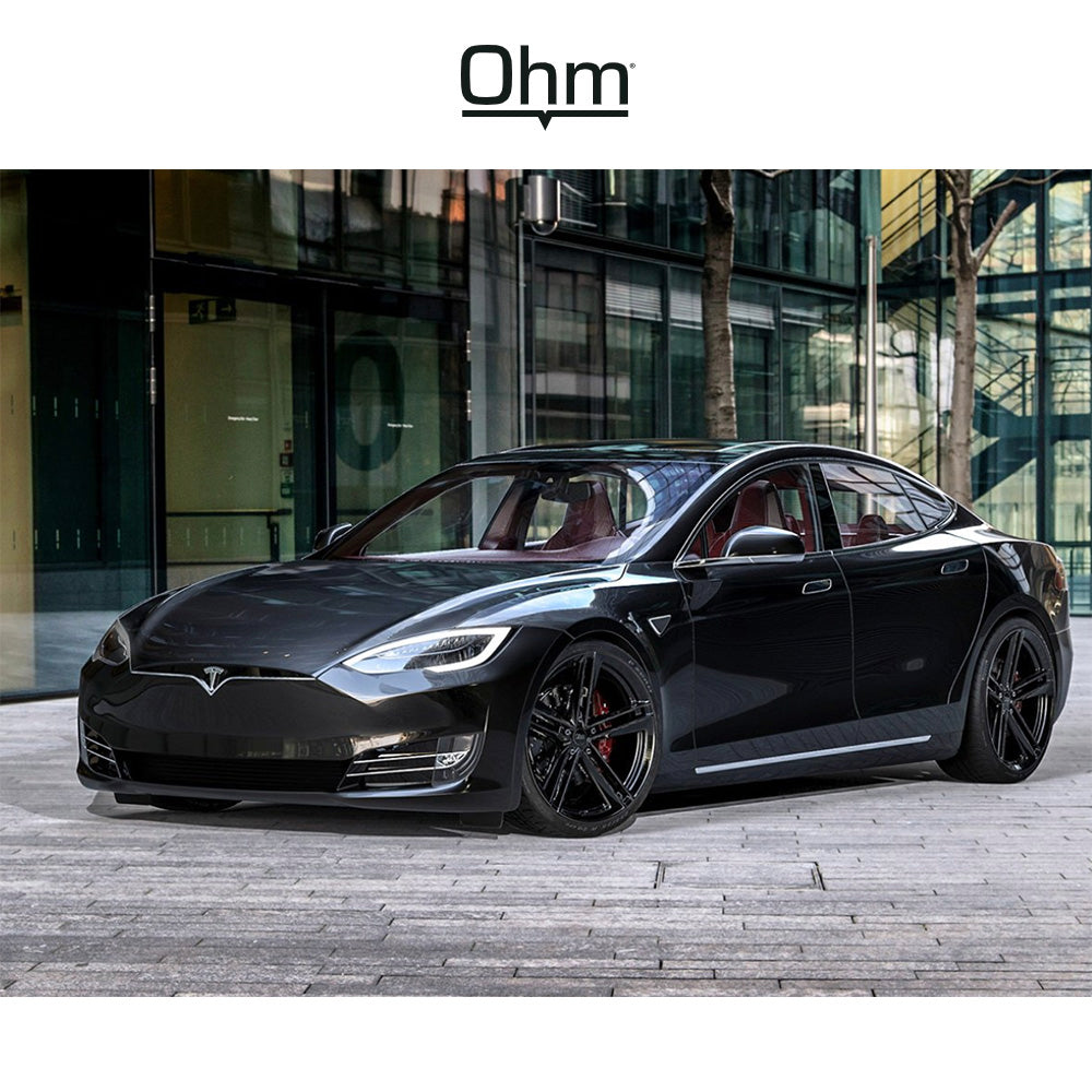 テスラ モデル３ (TESLA Model 3)用 OHM ライトニング 18x8.5J グロスブラック ホイール４本セット OHM Lightning OMLTG 18X8.5 5X120 G-BLK 30MM (送料無料)