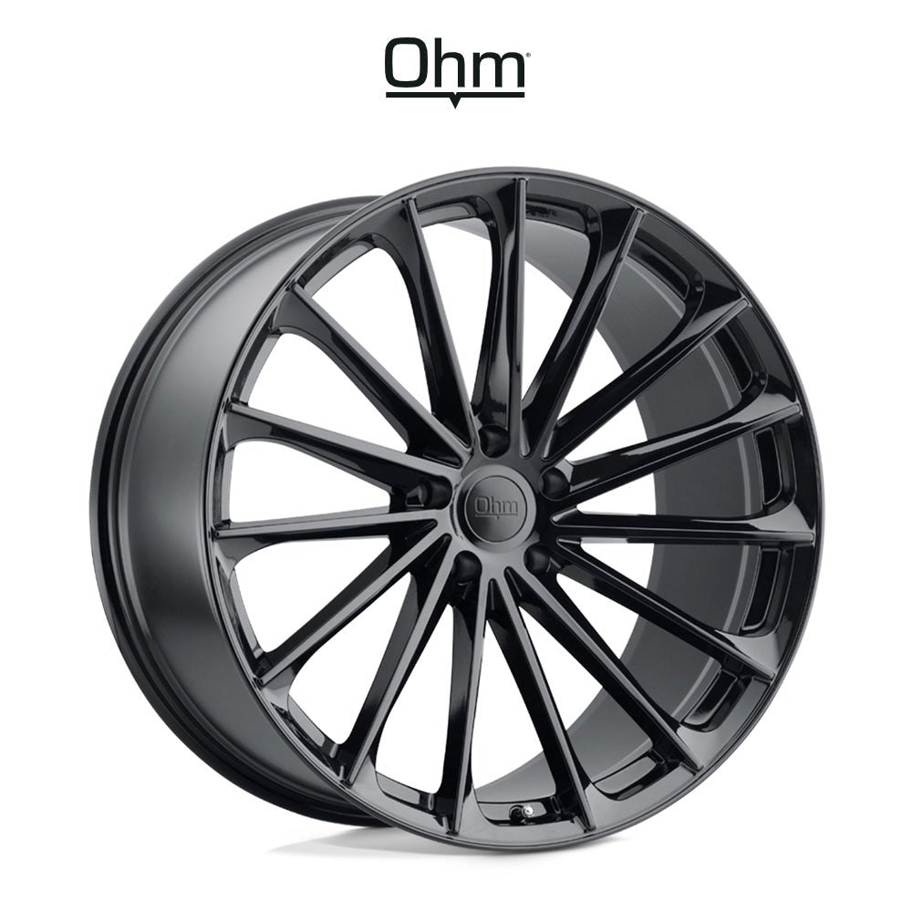テスラ モデル３ (TESLA Model 3)用 OHM プロトン 17x7J グロスブラック ホイール４本セット OHM Proton OMPTN 17X7 5X4.5 G-BLK 50MM (送料無料)