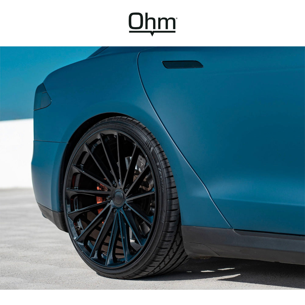 テスラ モデル３ (TESLA Model 3)用 OHM プロトン 17x6.5J グロスブラック ホイール４本セット OHM Proton OMPTN 17X6.5 5X105 G-BLK 45MM (送料無料)