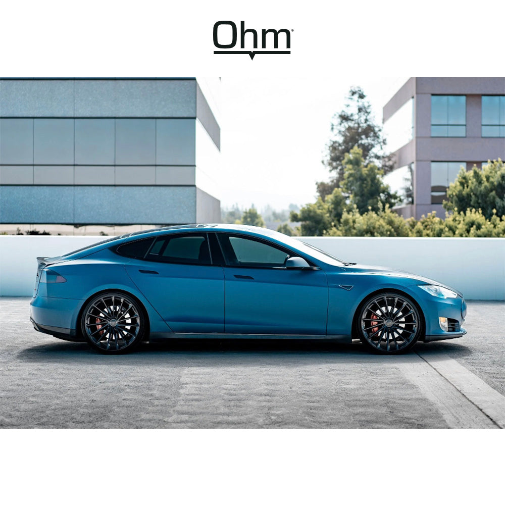 テスラ モデル３ (TESLA Model 3)用 OHM プロトン 17x6.5J グロスブラック ホイール４本セット OHM Proton OMPTN 17X6.5 5X105 G-BLK 45MM (送料無料)