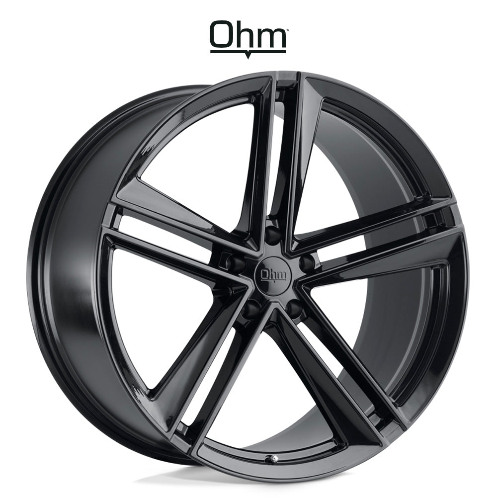 テスラ モデル３ (TESLA Model 3)用 OHM ライトニング 18x8.5J グロスブラック ホイール４本セット OHM Lightning OMLTG 18X8.5 5X120 G-BLK 30MM (送料無料)