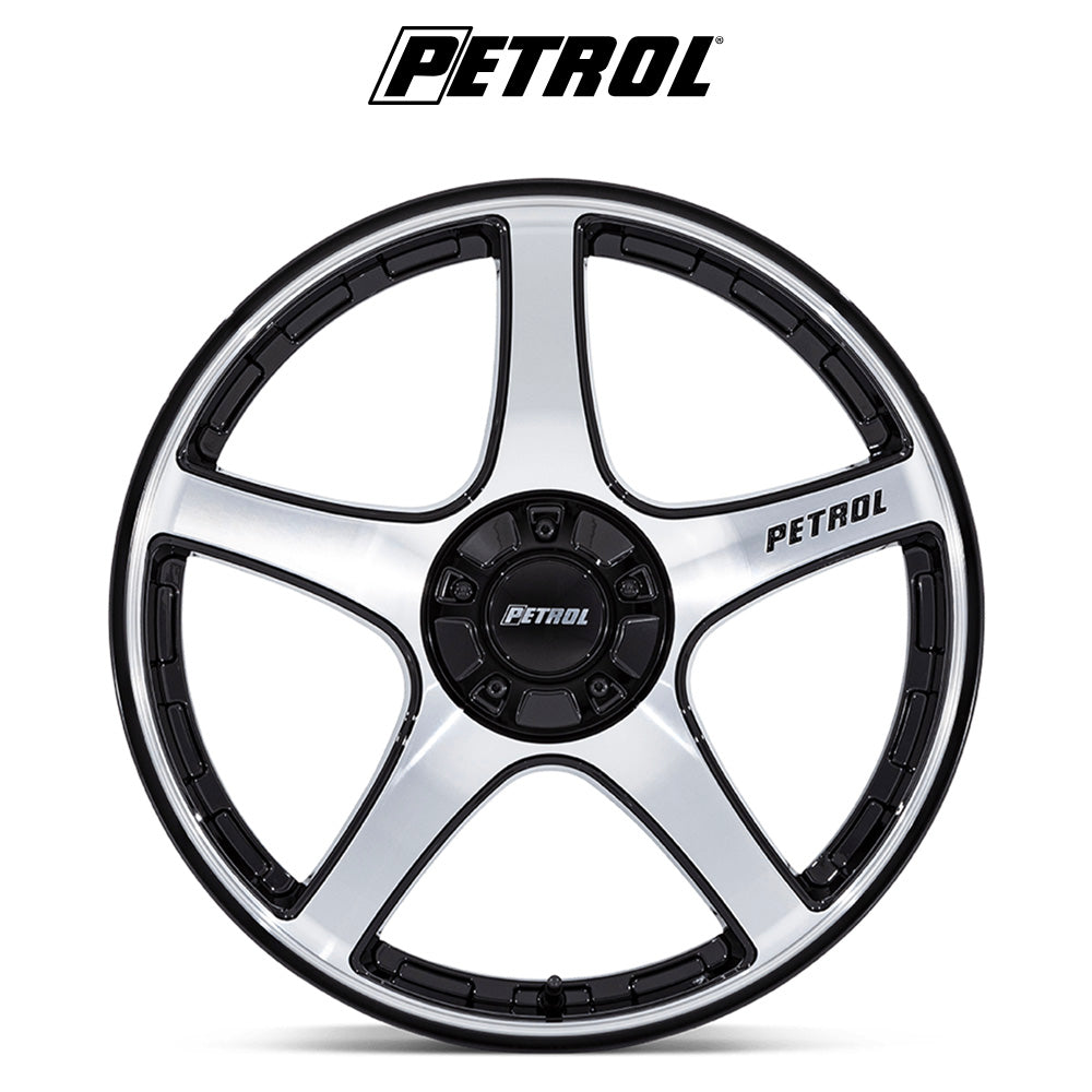 テスラモデルＹ用 ペトロール P2E 19x8J ET 40 フロント、リア グロスブラック マシニング加工済みフェイス ホイール４本セット　Petrol P2E 19X8 5X4.25/4.5 72 +40 G-BLK MCH-FC (消費税、送料込み)