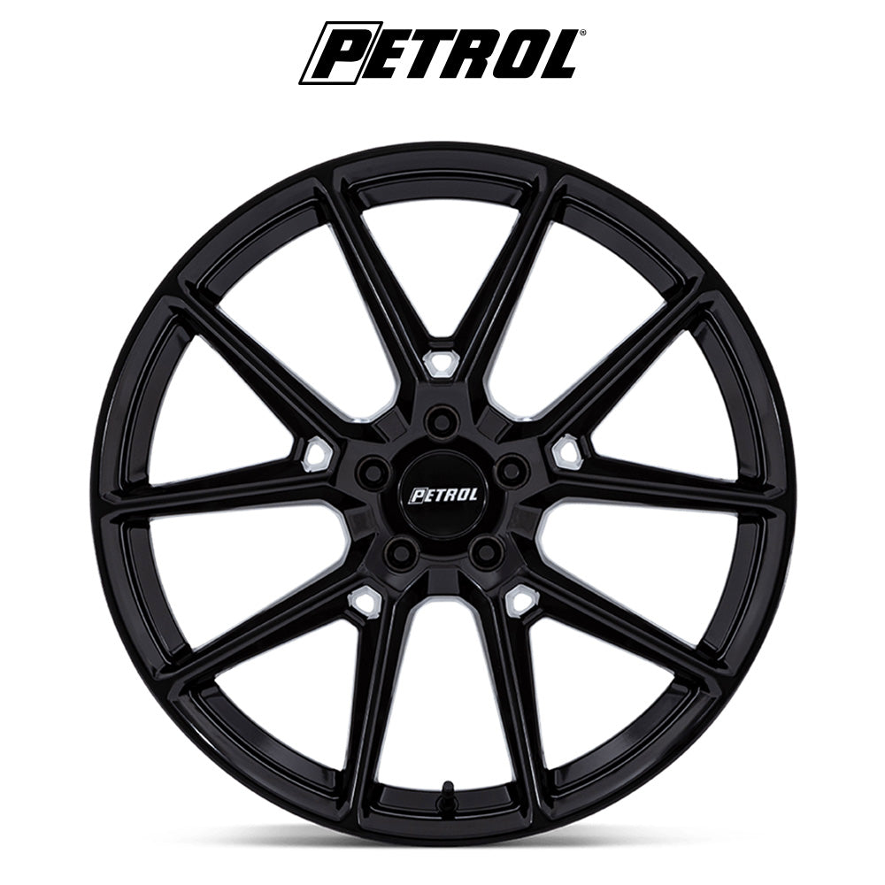 テスラモデル３用 ペトロール P1E 19x8J ET 40 フロント、リア グロスブラック ホイール４本セット　Petrol P1E 19X8 5X4.5 72 +40 G-BLK (消費税、送料込み)