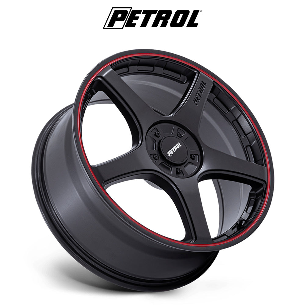 テスラモデル３用 ペトロール P2E 20x8.5J ET 40 フロント、リア マットブラック レッドリップ ホイール４本セット　Petrol P2E 20X8.5 5X4.25/4.5 72 +40 M-BLK RD-LP (消費税、送料込み)