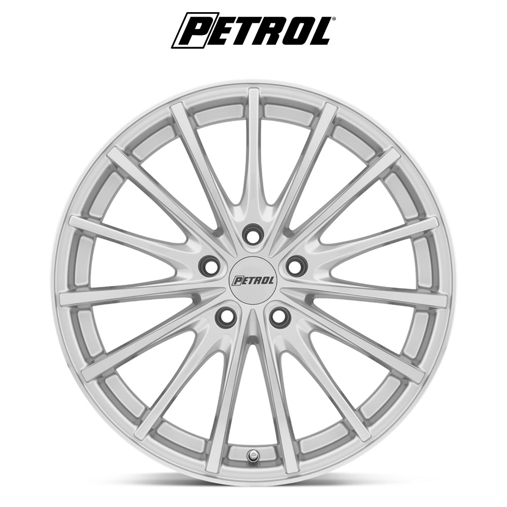 テスラモデル３用 ペトロール P3A 18x8J ET 40 フロント、リア シルバーマシンドカットフェイス ホイール４本セット　Petrol PE P3A 18X8 5X4.5 76 SLV-MACH +40 (消費税、送料込み)