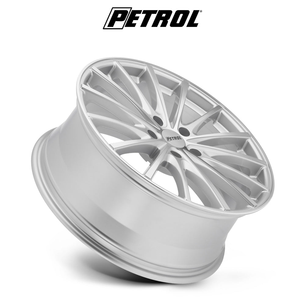 テスラモデル３用 ペトロール P3A 18x8J ET 40 フロント、リア シルバーマシンドカットフェイス ホイール４本セット　Petrol PE P3A 18X8 5X4.5 76 SLV-MACH +40 (消費税、送料込み)
