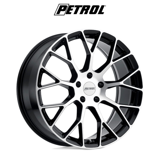 レクサス ＲＸ用 ペトロール P2B 20x8.5J ET 40 フロント、リア グロスブラック／マシニングカットフェイス ホイール４本セット　Petrol PE P2B 20X8.5 5X4.5 76 G-BLK MACH +40 (消費税、送料込み)