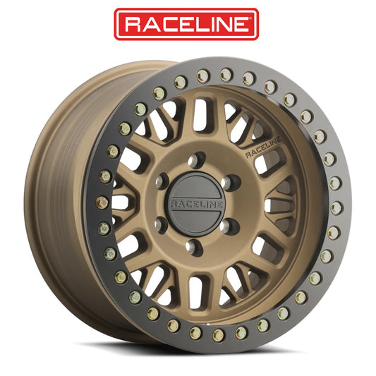 クライスラー・ジープジープ・ラングラーアンリミテッド用 レースライン RT951BZ Ryno Cast ビードロック - テクスチャードブロンズ、ブラックビードロックリング付きホイール４本セット　RT951BZ Ryno Cast Beadlock - Textured Bronze w/ Black Beadlock Ring (送料無料)