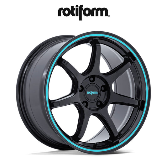 トヨタ ＧＲカローラ(Toyota GR Corolla)用 ロティフォーム BPU 18x9.5J ET 38 フロント、リア グロスブラック、ティールストライプ ホイール４本セット　Rotiform BPU 18X9.5 5X4.5 72 +38 G-BLK TL STR (消費税、送料込み)