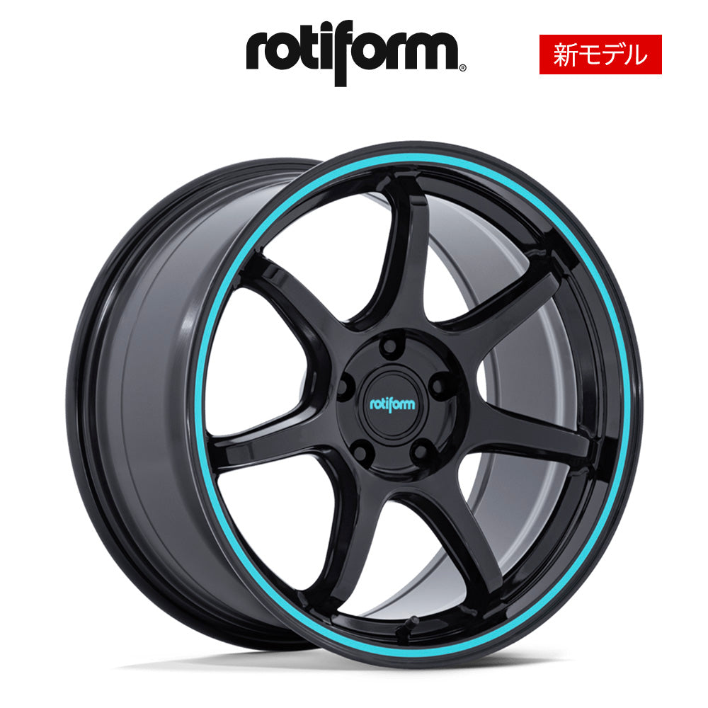 アウディ Ａ４(Audi A4)用 ロティフォーム BPU 19x8.5J ET 25 フロント&リア グロスブラック、ティールストライプ ホイール４本セット　Rotiform BPU 19X8.5 5X112 66 +25 G-BLK TL STR (送料無料)