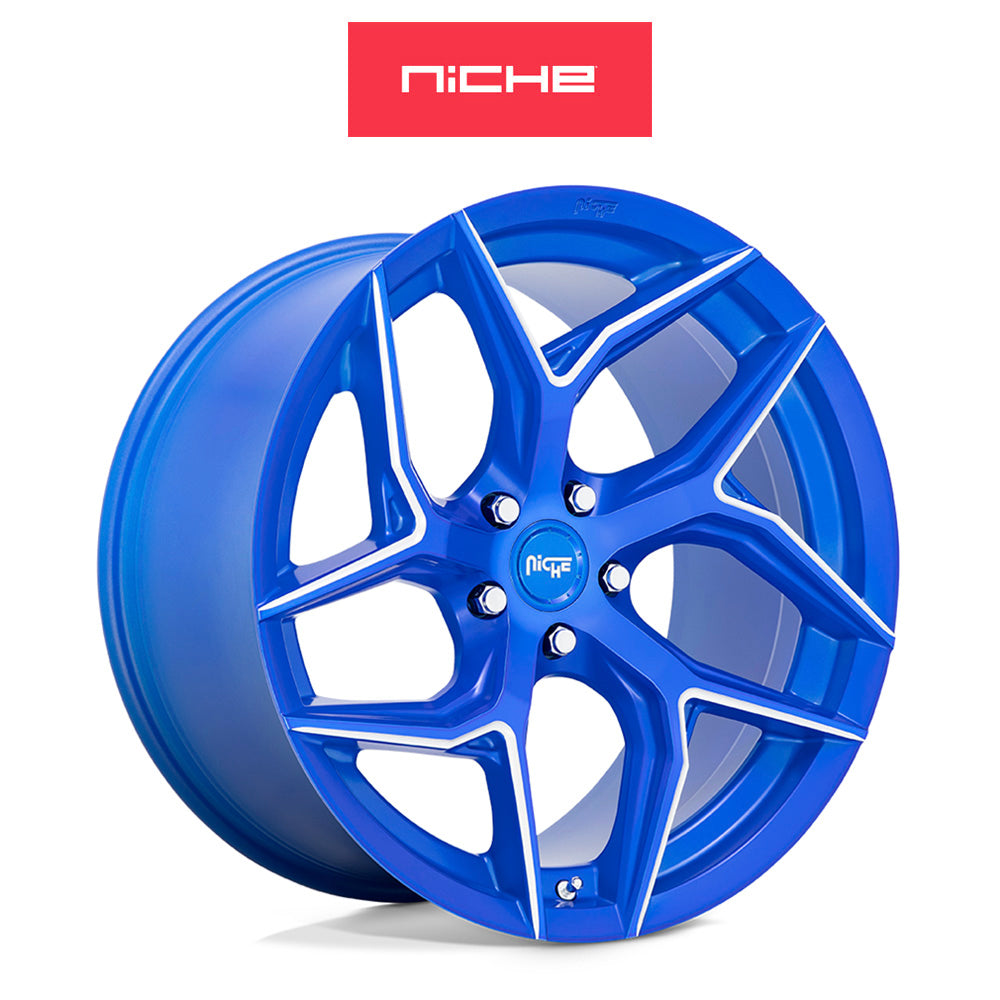 トヨタ GR スープラ用 ニッチ トーション 20x9J ET 25 フロント、20x10.5 ET 40 リア アノダイズドブルーミルドアクセント ホイール４本セット (消費税、送料込み)