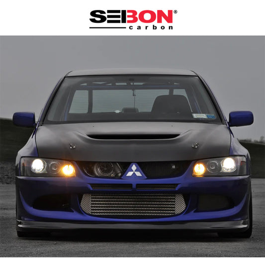 2003-2006年式三菱ランサーエボリューション用 セイボンカーボン 純正スタイル ドライカーボンファイバー製ボンネット(マット仕上げ)　Seibon Carbon OEM-Style Dry Carbon Fiber Hood For 2003-2006 Mitsubishi Lancer EVO - Matte (消費税、送料込み)