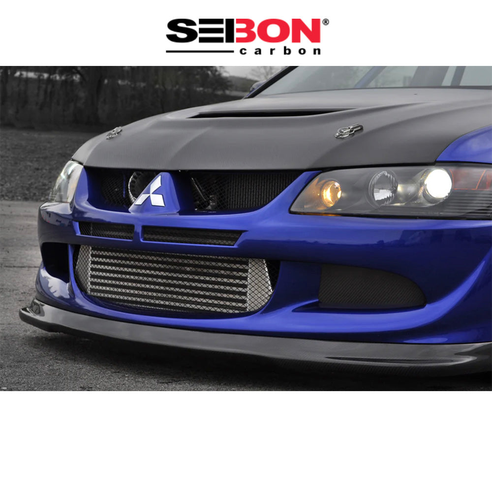 2003-2006年式三菱ランサーエボリューション用 セイボンカーボン 純正スタイル ドライカーボンファイバー製ボンネット(マット仕上げ)　Seibon Carbon OEM-Style Dry Carbon Fiber Hood For 2003-2006 Mitsubishi Lancer EVO - Matte (消費税、送料込み)