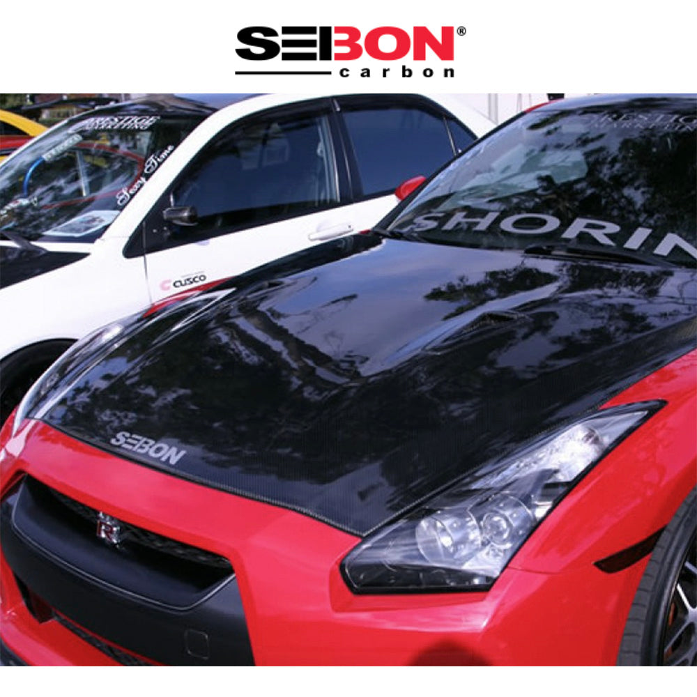 2009-2016年式日産 ＧＴ－Ｒ用 セイボンカーボン 純正スタイル カーボンファイバー製ボンネット　Seibon Carbon OEM-Style Carbon Fiber Hood For 2009-2016 Nissan GT-R (消費税、送料込み)