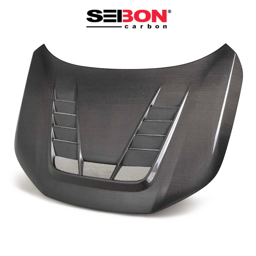 2023-2025年式 ホンダ シビック タイプＲ用 セイボンカーボン TVスタイル両面カーボンファイバーボンネット　TV-Style Double Sided Carbon Fiber Hood For 2023-2025 Honda Civic Type R (送料無料)