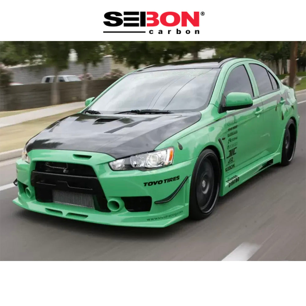 2008-2015年式 三菱 ランサー エボリューション Ⅹ用 セイボンカーボン TSスタイル カーボンファイバー製ボンネット　Seibon Carbon TS-Style Carbon Fiber Hood For 2008-2015 Mitsubishi Lancer EVO X (消費税、送料込み)
