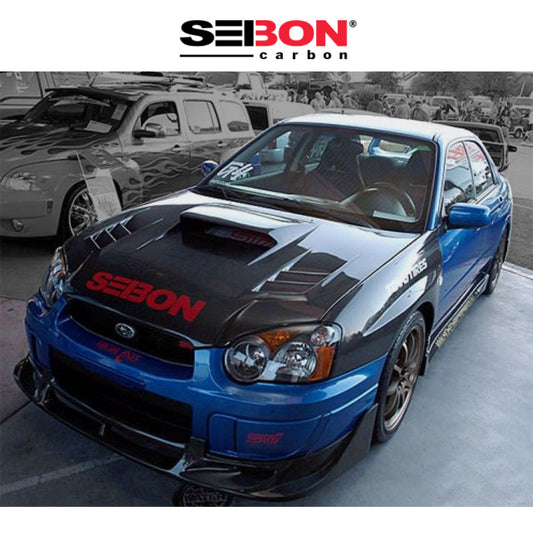 2004-2005年式 スバル インプレッサ用 セイボンカーボン CW２スタイル カーボンファイバー製ボンネット　Seibon Carbon CWII-Style Carbon Fiber Hood For 2004-2005 Subaru Impreza/WRX/STi (消費税、送料込み)
