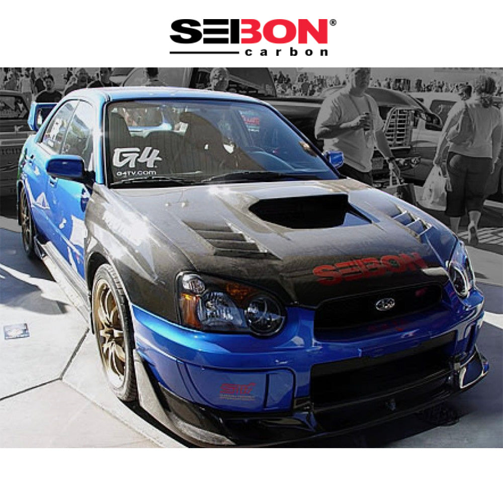 2004-2005年式 スバル インプレッサ用 セイボンカーボン CW２スタイル カーボンファイバー製ボンネット　Seibon Carbon CWII-Style Carbon Fiber Hood For 2004-2005 Subaru Impreza/WRX/STi (消費税、送料込み)