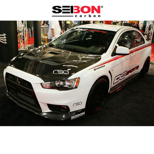 2008-2015年式 三菱 ランサー エボリューション Ⅹ用 セイボンカーボン 純正スタイル カーボンファイバー製ボンネット　Seibon Carbon OEM-Style Carbon Fiber Hood For 2008-2015 Mitsubishi Lancer EVO X (消費税、送料込み)