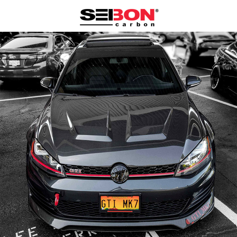 2015-2021年式 フォルクスワーゲン ゴルフ (Volkswagen Golf) 用 セイボンカーボン DVスタイル カーボンファイバー製ボンネット　Seibon Carbon DV-Style Carbon Fiber Hood For 2015-2021 VW Golf MK7 (消費税、送料込み)