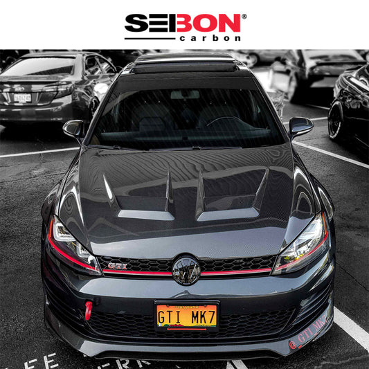 2015-2021年式 フォルクスワーゲン ゴルフ (Volkswagen Golf) 用 セイボンカーボン DVスタイル カーボンファイバー製ボンネット　Seibon Carbon DV-Style Carbon Fiber Hood For 2015-2021 VW Golf MK7 (消費税、送料込み)