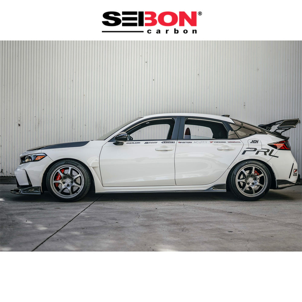 2023-2025年式 ホンダ シビック タイプＲ用 セイボンカーボン MBスタイルカーボンファイバーサイドスカート　MB-Style Carbon Fiber Side Skirts For 2023-2025 Honda Civic Type R (送料無料)