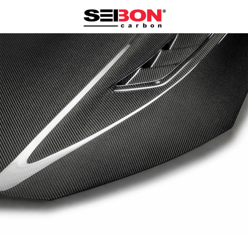 2017-2021年式 ホンダ シビック タイプＲ用 セイボンカーボン TS２スタイル カーボンファイバー製ボンネット　Seibon Carbon TSII-Style Carbon Fiber Hood For 2017-2021 Honda Civic Type R (消費税、送料込み)  HD17HDCVR-TSII (在庫あり 7/8/25時点)