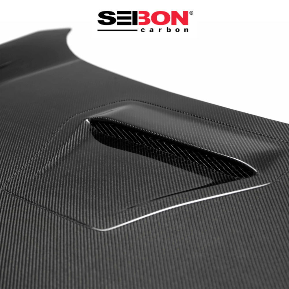 2017-2021年式 ホンダ シビック タイプＲ用 セイボンカーボン TS２スタイル カーボンファイバー製ボンネット　Seibon Carbon TSII-Style Carbon Fiber Hood For 2017-2021 Honda Civic Type R (消費税、送料込み)  HD17HDCVR-TSII (在庫あり 7/8/25時点)