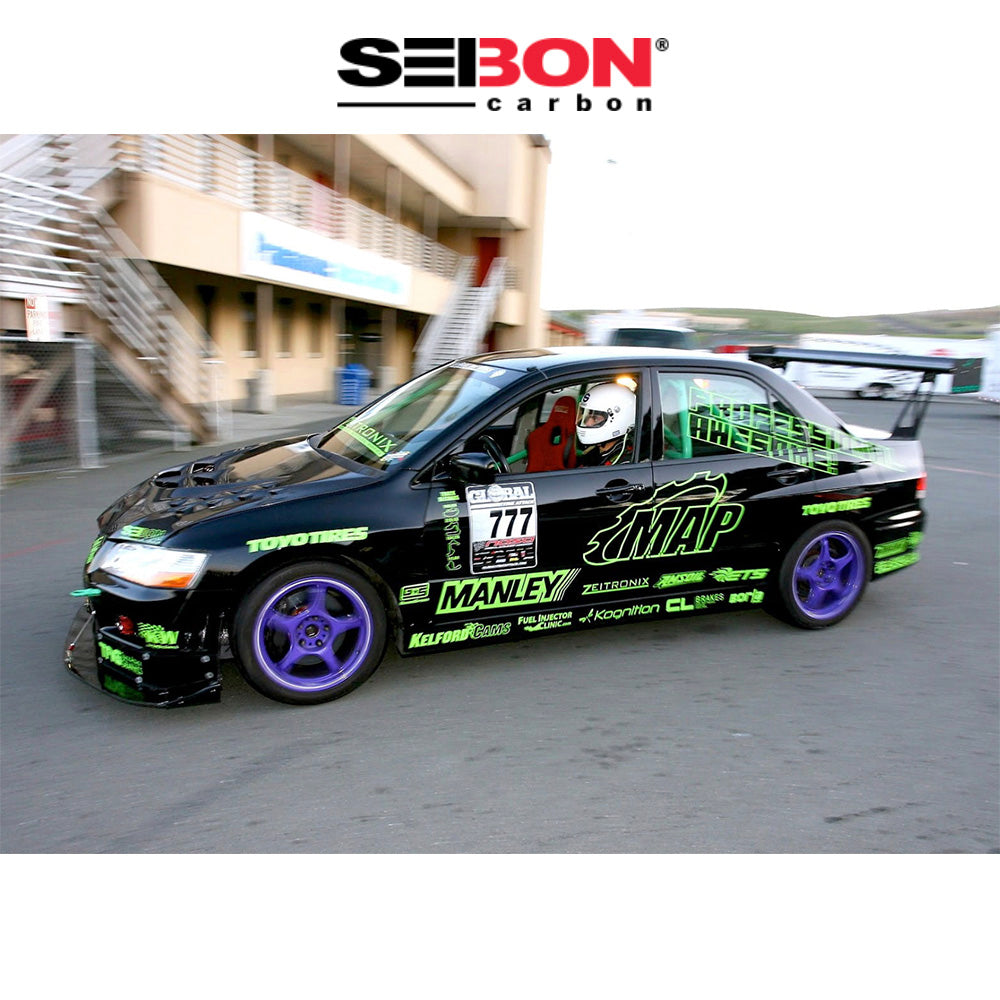 2003-2006年式三菱ランサーエボリューション用 セイボンカーボン CW２スタイル カーボンファイバー製ボンネット　Seibon Carbon CWII-Style Carbon Fiber Hood For 2003-2006 Mitsubishi Lancer EVO (消費税、送料込み)