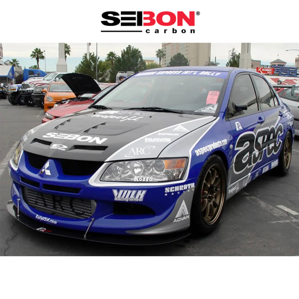 2003-2006年式三菱ランサーエボリューション用 セイボンカーボン TS２スタイル カーボンファイバー製ボンネット　Seibon Carbon TSII-Style Carbon Fiber Hood For 2003-2006 Mitsubishi Lancer EVO (消費税、送料込み)