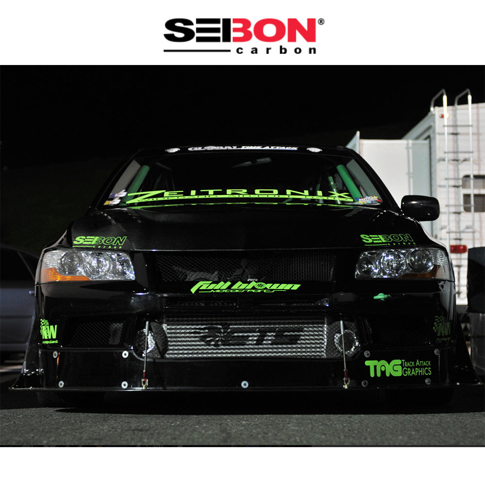 2003-2006年式三菱ランサーエボリューション用 セイボンカーボン CW２スタイル カーボンファイバー製ボンネット　Seibon Carbon CWII-Style Carbon Fiber Hood For 2003-2006 Mitsubishi Lancer EVO (消費税、送料込み)
