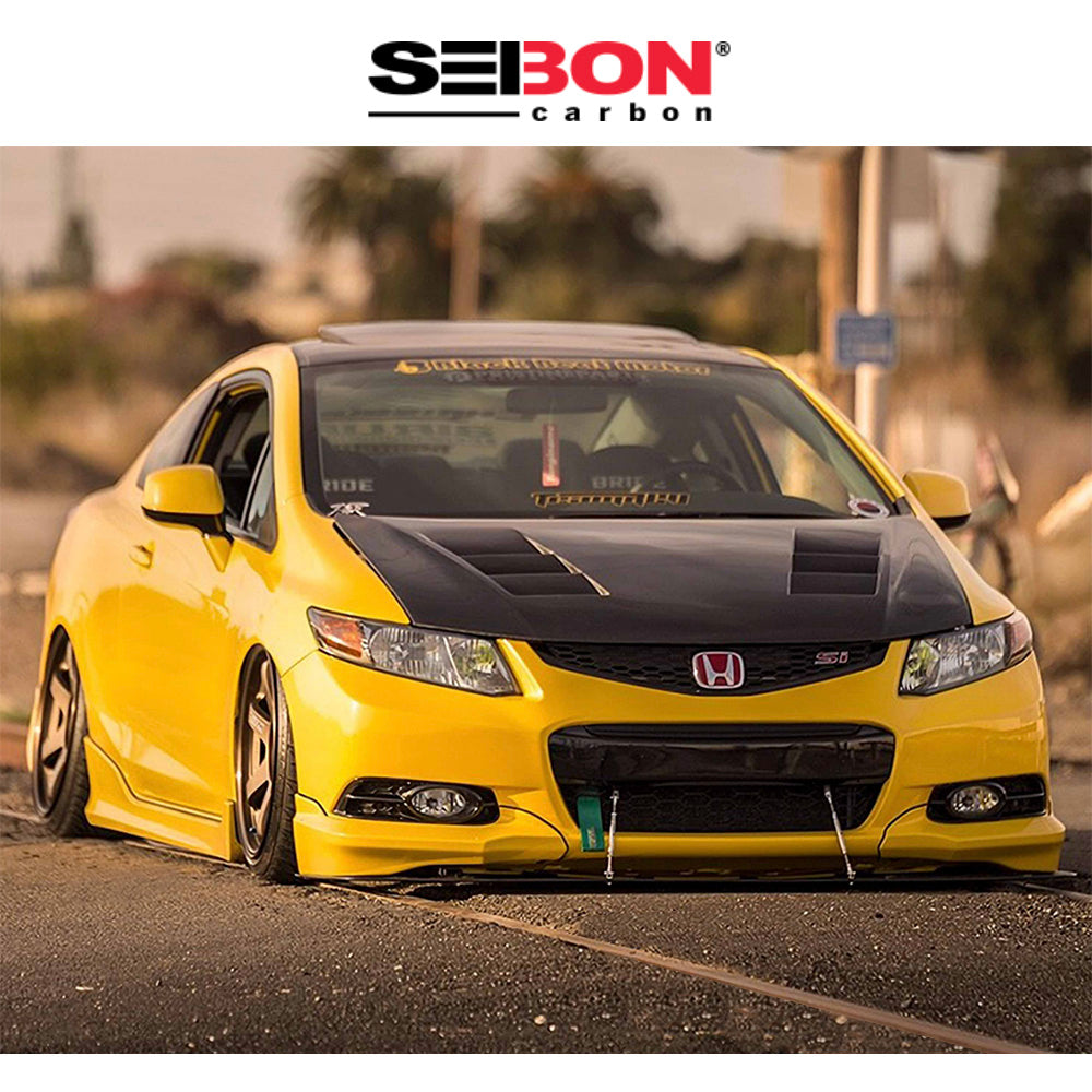 2012年式 ホンダ シビック セダン用 セイボンカーボン TSスタイル カーボンファイバー製ボンネット　Seibon Carbon TS-Style Carbon Fiber Hood For 2012-2013 Honda Civic 2DR And 2012 Honda Civic 4DR (消費税、送料込み)