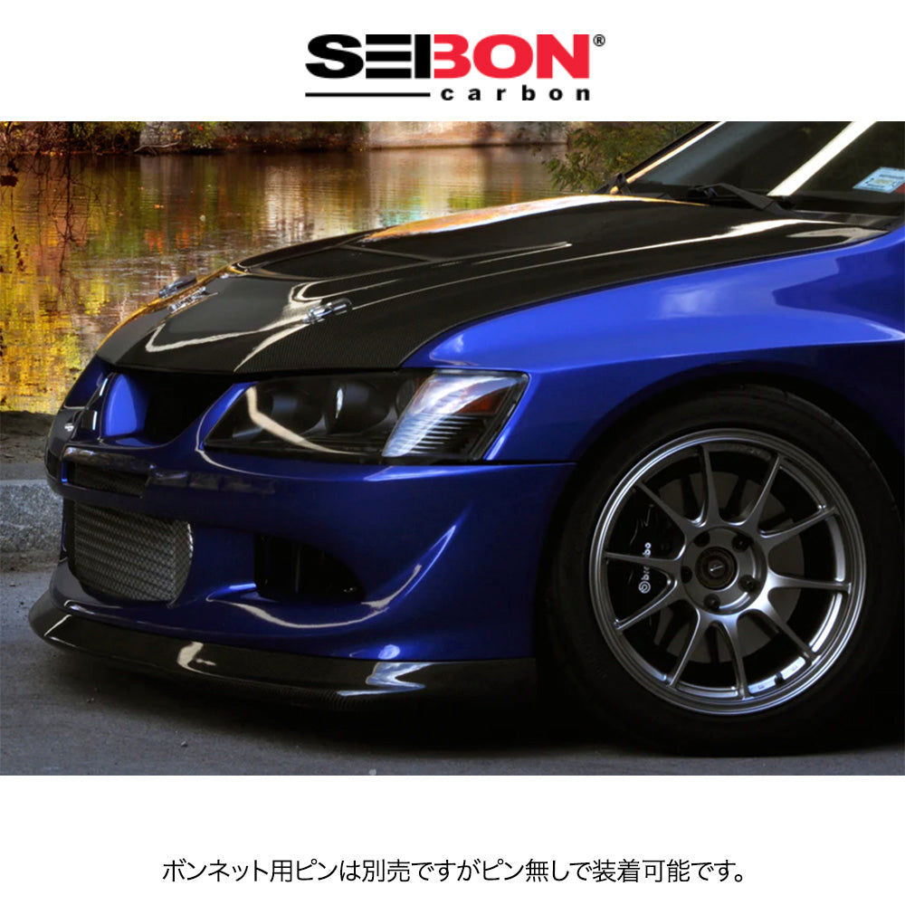2003-2006年式三菱ランサーエボリューション用 セイボンカーボン 純正スタイル カーボンファイバー製ボンネット　Seibon Carbon OEM-Style Carbon Fiber Hood For 2003-2006 Mitsubishi Lancer EVO (消費税、送料込み)
