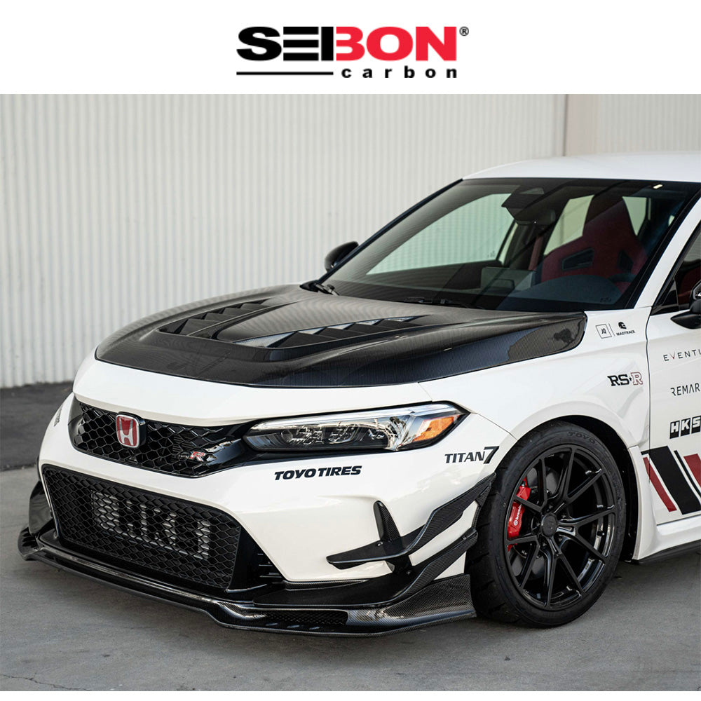 2023-2025年式 ホンダ シビック タイプＲ用 セイボンカーボン カーボンファイバー製フロントバンパーカナード　Seibon Carbon Carbon Fiber Front Bumper Canards For 2023-2025 Honda Civic Type R (送料無料)