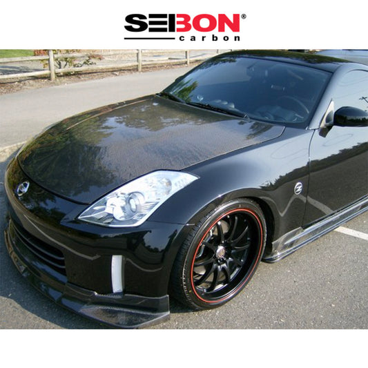 2003-2008年式日産フェアレディＺ用 セイボンカーボン 純正スタイル カーボンファイバー製ボンネット　Seibon Carbon OEM-Style Carbon Fiber Hood For 2007-2008 Nissan 350Z (Also Fits 2003-2006 Models) (消費税、送料込み)
