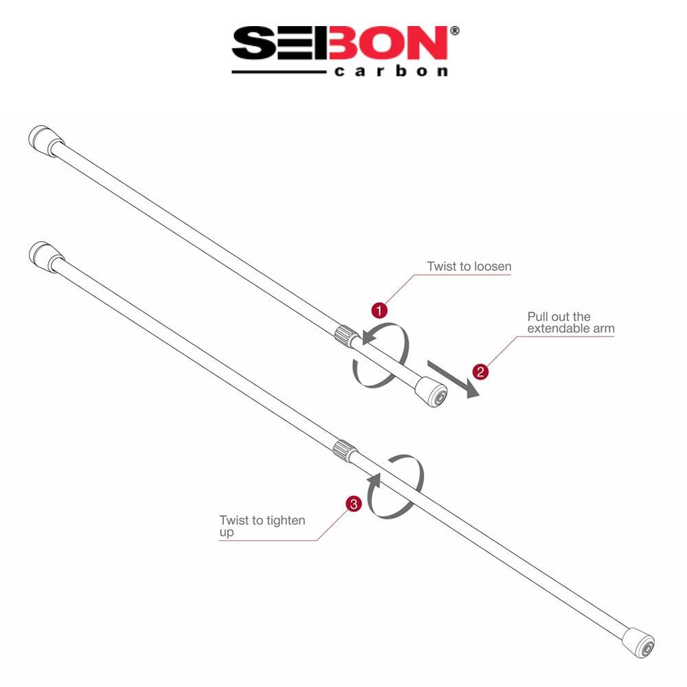 2020-2026年式 トヨタ GRスープラ用 セイボンカーボン カーボンファイバーフードプロップ(SEIBON ロゴ入り)　Carbon Fiber Hood Prop With Seibon Logo For 2020-2026 Toyota GR Supra (送料無料)
