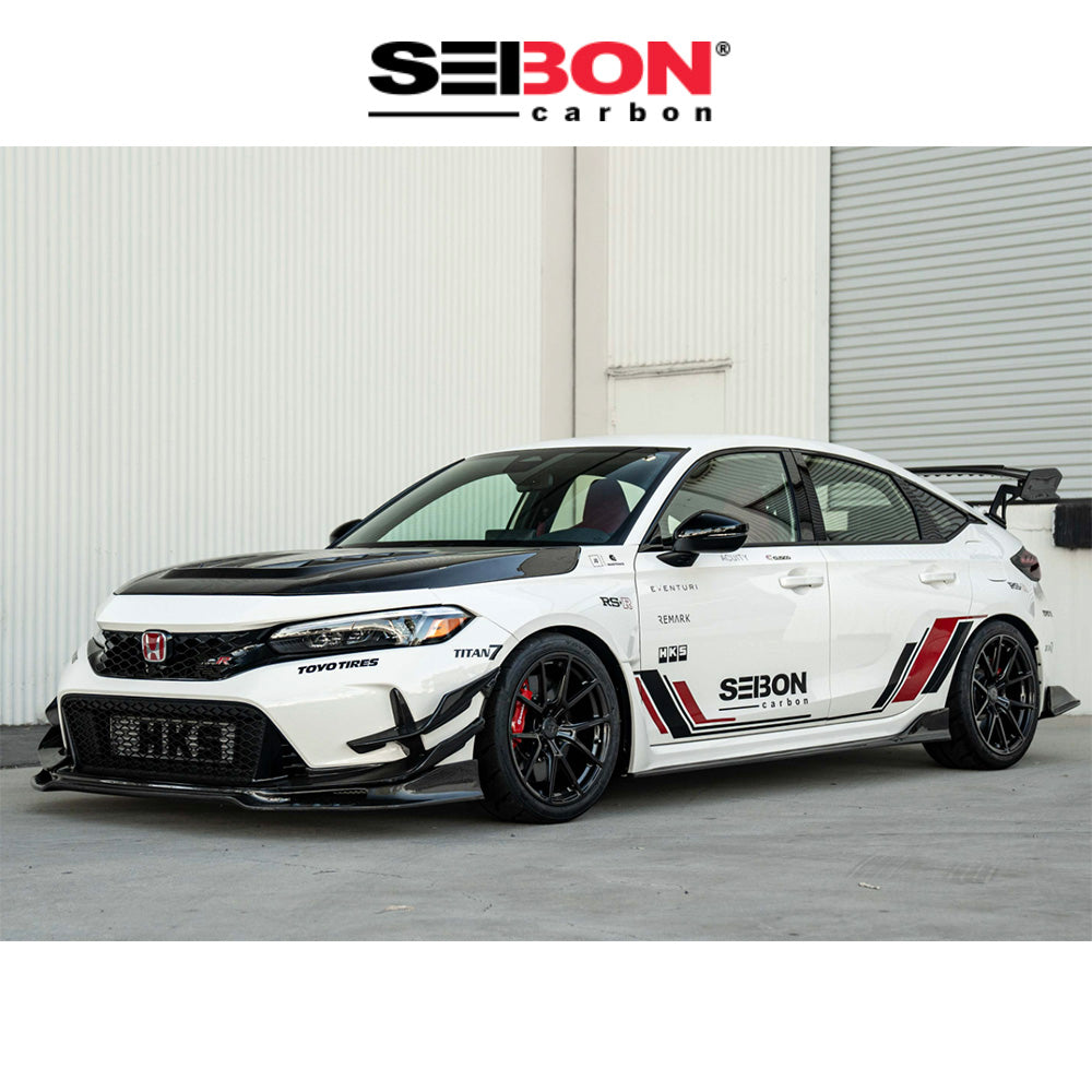 2023-2025年式 ホンダ シビック タイプＲ用 セイボンカーボン カーボンファイバー製フロントバンパーカナード　Seibon Carbon Carbon Fiber Front Bumper Canards For 2023-2025 Honda Civic Type R (送料無料)