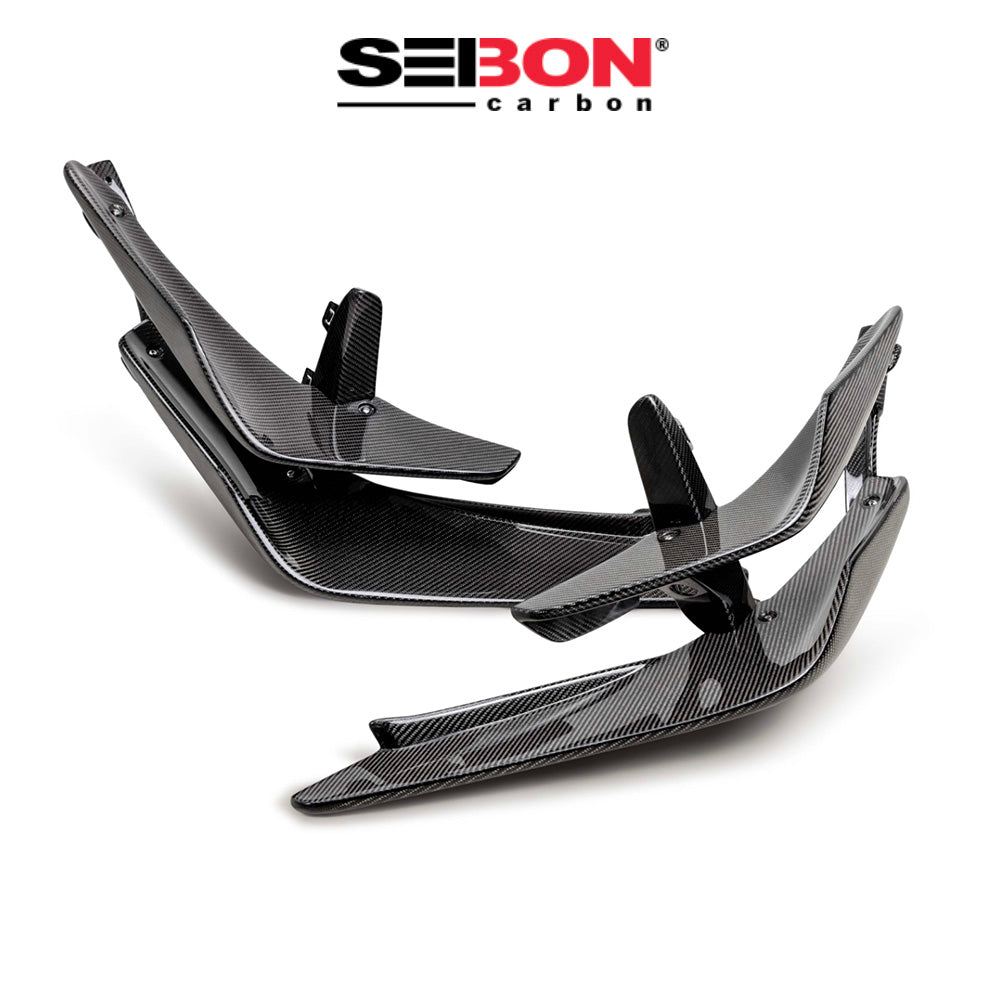 2023-2025年式 ホンダ シビック タイプＲ用 セイボンカーボン カーボンファイバー製フロントバンパーカナード　Seibon Carbon Carbon Fiber Front Bumper Canards For 2023-2025 Honda Civic Type R (送料無料)