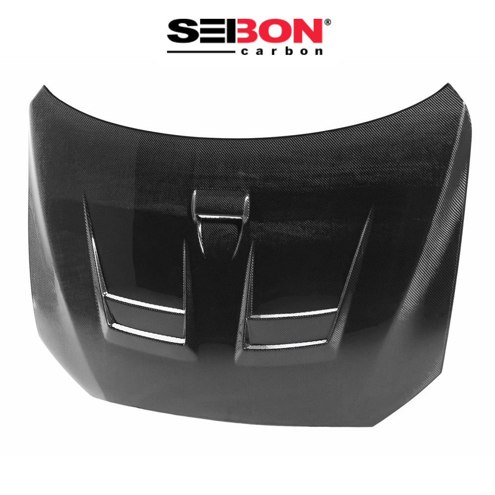 2008-2017年式三菱 ランサー用 セイボンカーボン DVスタイル カーボンファイバー製ボンネット　Seibon Carbon DV-Style Carbon Fiber Hood For 2008-2017 Mitsubishi Lancer (消費税、送料込み)