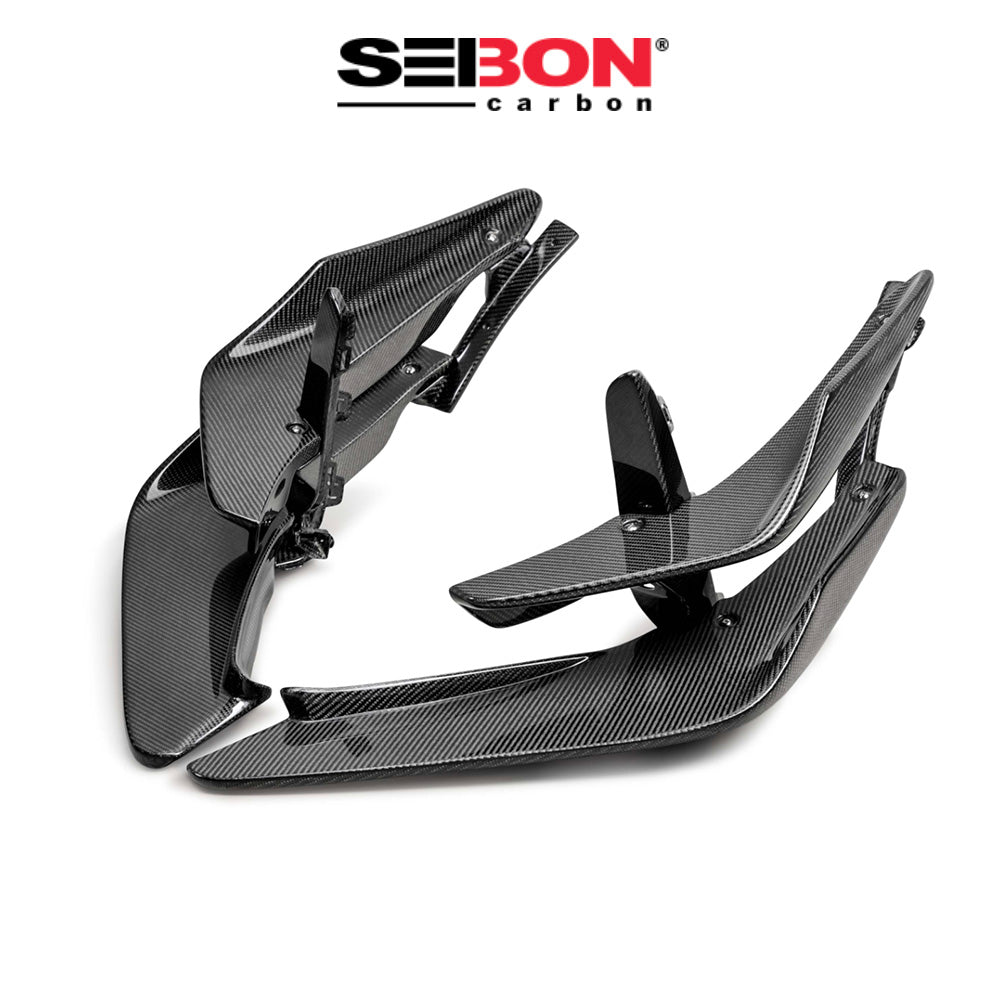 2023-2025年式 ホンダ シビック タイプＲ用 セイボンカーボン カーボンファイバー製フロントバンパーカナード　Seibon Carbon Carbon Fiber Front Bumper Canards For 2023-2025 Honda Civic Type R (送料無料)