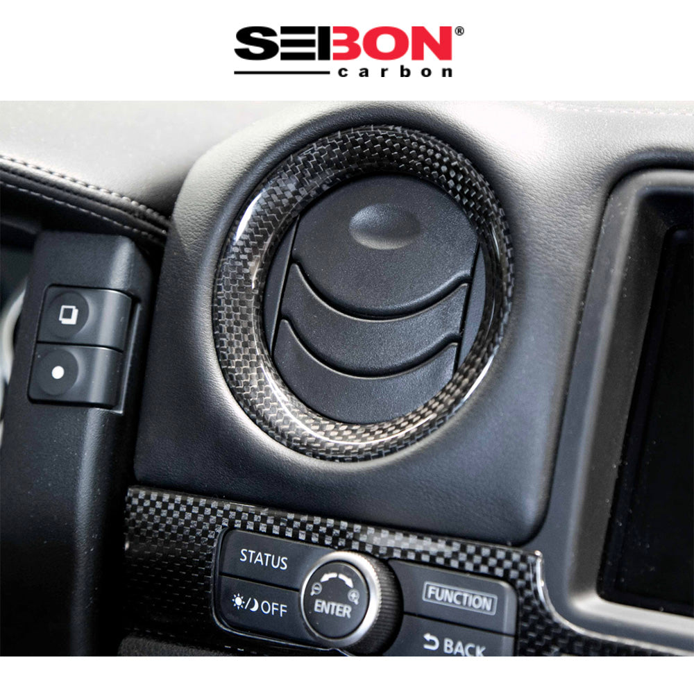 2009-2016年式 日産 GT-R用 セイボンカーボン カーボンファイバー 内装トリム６ピースセット Seibon Carbon Carbon Fiber Interior Trim Set For 2009-2016 Nissan GT-R - 6 Pcs *Set Includes: Mirror Control Panel Cover (1), Navigator Cover (1), Air Vents Cover (4) (送料無料)