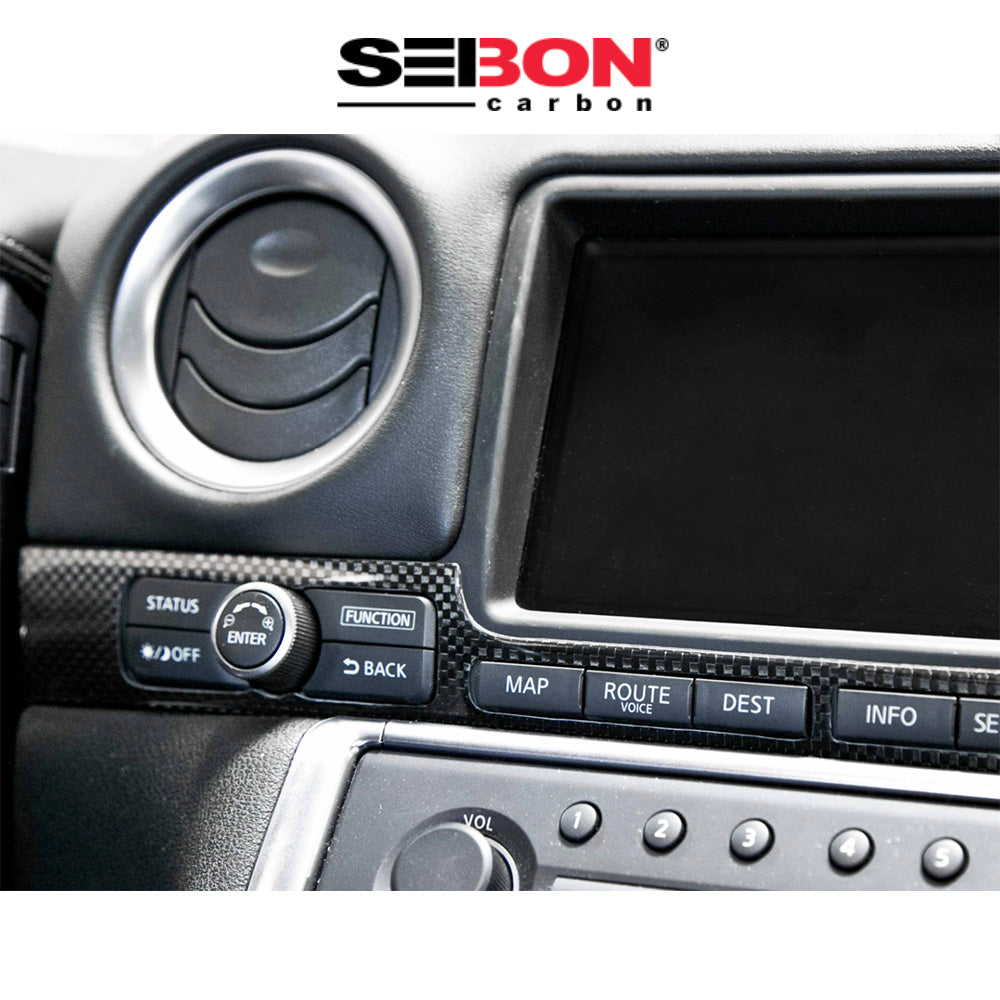 2009-2016年式 日産 GT-R用 セイボンカーボン カーボンファイバー 内装トリム６ピースセット Seibon Carbon Carbon Fiber Interior Trim Set For 2009-2016 Nissan GT-R - 6 Pcs *Set Includes: Mirror Control Panel Cover (1), Navigator Cover (1), Air Vents Cover (4) (送料無料)
