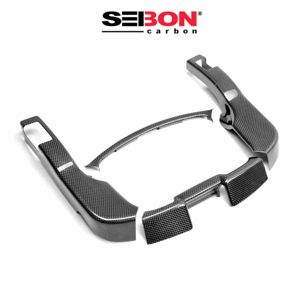 2009-2016年式 日産 GT-R用 セイボンカーボン カーボンファイバー センターゲージベゼル４ピースセット Seibon Carbon Carbon Fiber Center Gauge Bezel Set For 2009-2016 Nissan GT-R - 4 Pcs (送料無料)