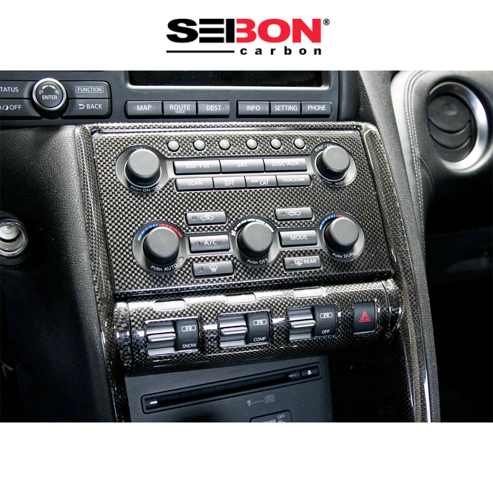 2009-2016年式 日産 GT-R用 セイボンカーボン カーボンファイバー センターコントロール内装トリム４ピースセット Seibon Carbon Carbon Fiber Interior Center Control Trim Set For 2009-2016 Nissan GT-R - 4 Pcs (送料無料)