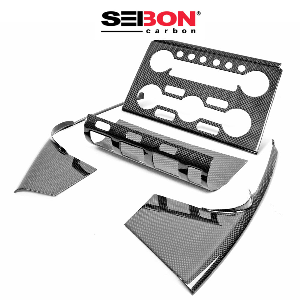 2009-2016年式 日産 GT-R用 セイボンカーボン カーボンファイバー センターコントロール内装トリム４ピースセット Seibon Carbon Carbon Fiber Interior Center Control Trim Set For 2009-2016 Nissan GT-R - 4 Pcs (送料無料)