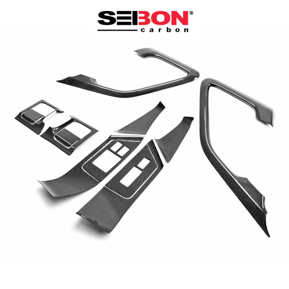 2009-2016年式 日産 GT-R用 セイボンカーボン カーボンファイバー 内装ドアトリム１２ピースセット Seibon Carbon Carbon Fiber Interior Door Trim Set For 2009-2016 Nissan GT-R - 12 Pcs *Set Includes: Door Handle Cover (2), Window Switch Panel Cover (6), Door Lever Surround (4) (送料無料)